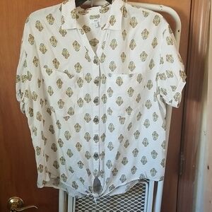 Dip White and Gold Button Down Shirt